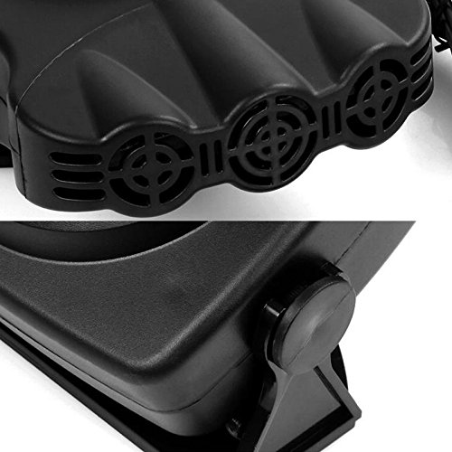 denshine 12V Car Heater/Demister Portable 30 Seconds Fast Heating 150W 2 in 1 Auto Ceramic Heater Cooling Fan 3-Outlet Plug Defrost The Windows (Black)