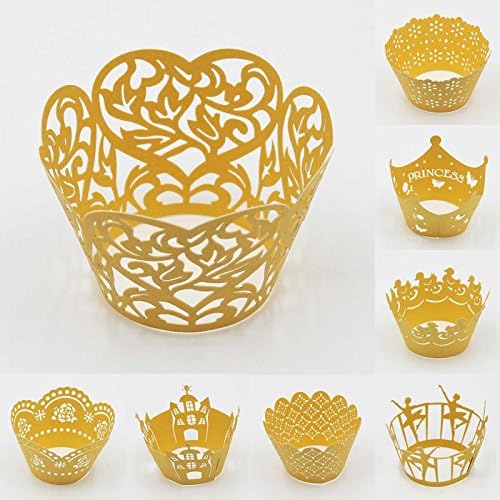 Sophiebella Yellow Cupcake-Wrappers for Muffin-Liners for Party, 60 pcs 5 Packs, Random 5 Styles