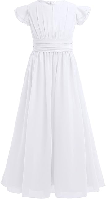 flutter sleeve chiffon bridesmaid dress