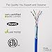 trueCABLE Cat6 Shielded Riser (CMR), 500ft, Blue, 23AWG Solid Bare Copper, 550MHz, PoE++ (4PPoE), ETL Listed, Overall Aluminum Foil Shield (F/UTP), Bulk Ethernet Cable