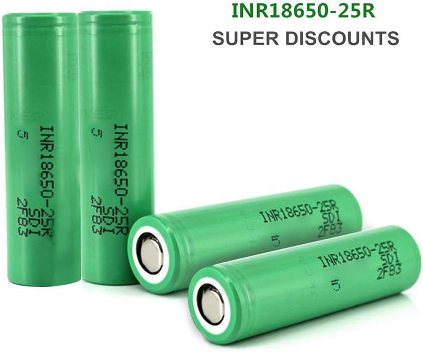 4 - Pack Li-ion Rechargeable Battery Batteries,TOX 25R 2500mAh 3.6 V Rechargeable Battery Flat Top N Battery for Samsung Lithium-ion Battery (4 - Pack)