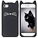 iPhone 6S Case, MC Fashion Cute 3D Black MEOW Party Cat Kitty Whiskers Soft Silicone Case for Apple iPhone 6/6S (Cat-Black)