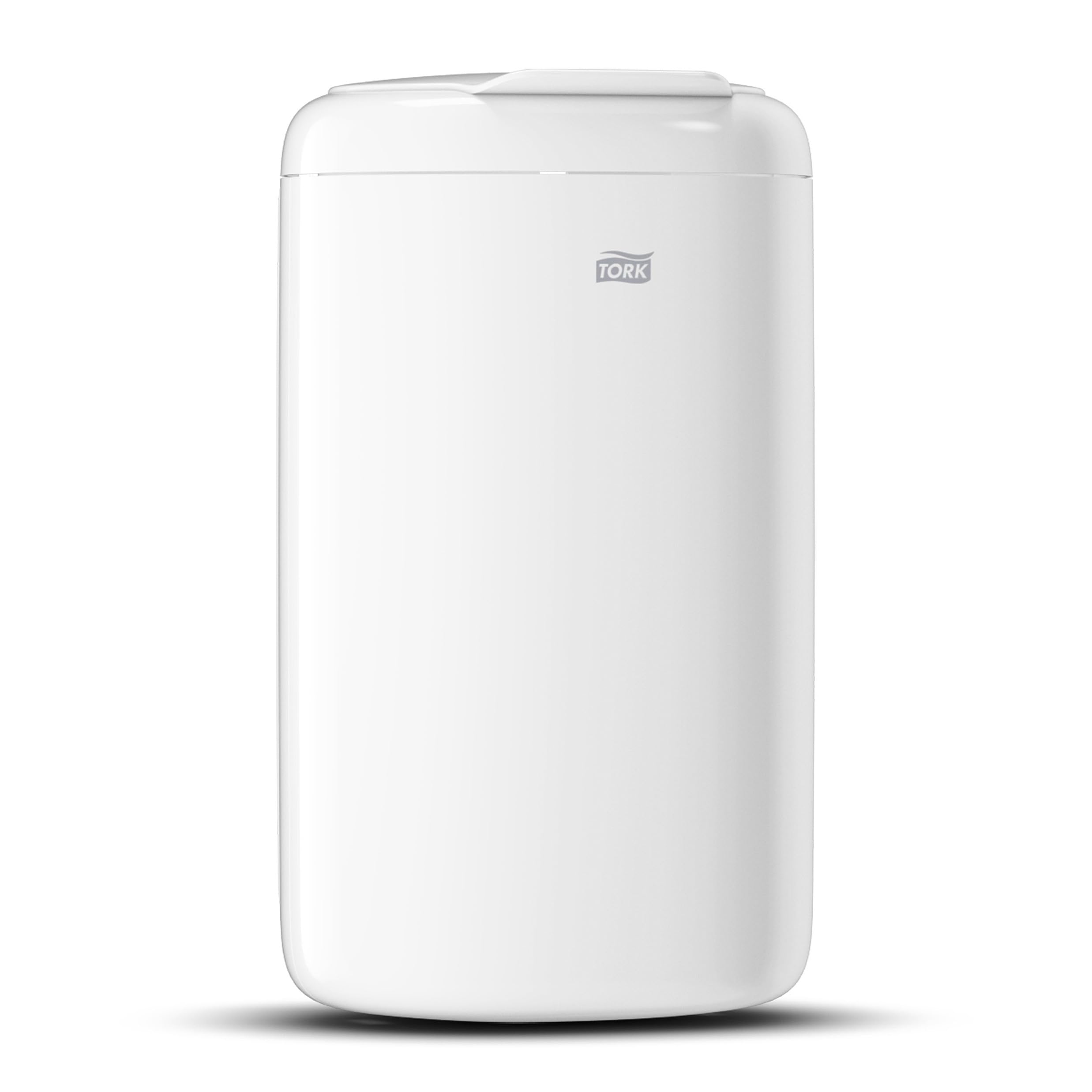 Tork Elevation Waste Paper Bin 5L - Compact Sanitary Bin with Self-Closing Lid - Flexible Mounting on Walls, Bathrooms or Cubicles - 33.8 x 19 x 16 cm - White