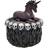 DWK 5" Mystic Jewels Black Unicorn Trinket Box Fantasy Mythical Keepsake Holder Jewelry Box