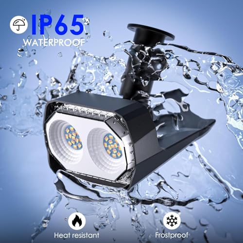 Quntis 3 Color Change 6 Pack Solar Spot Lights,Warm White/Cool/Natural, IP65 Waterproof &Type-C Charge Solar Lights Outdoor for Rain Winter, Wall/Ground Landscape Spotlights for Garden Yard Patio Path