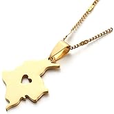 Stainless Steel Colombia Map Pendant Necklace Colombian Map Jewelry