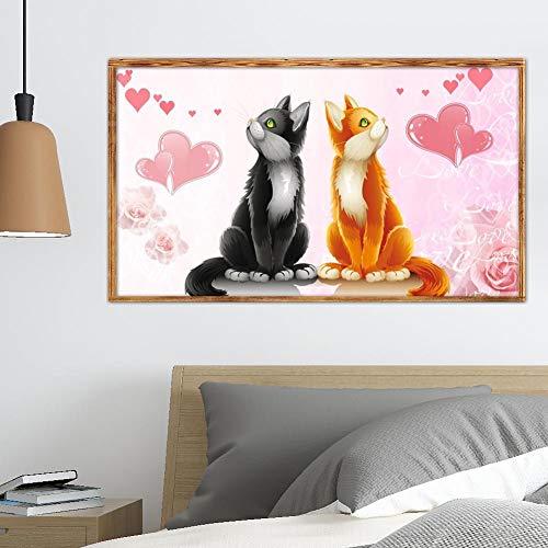 5D Diamond Painting Mosaic Making 5D DIY Full Drill Diamond Painting Valentine Day Cat Cross Stitch Embroider - Thumbnail 5