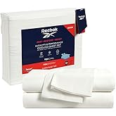 Reebok Queen Sheet Set from Tencel Eucalyptus - Soft, Cooling & Breathable for Hot Sleepers, Deep Pocket Up to 17 Inches, 4Pc Hotel Luxury Bedding Set, Bedsheet & Pillowcases (White, Queen)