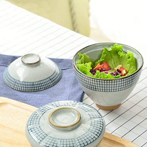image for SANFEN Japanese Ceramic Bowls with Lids, 4.5
