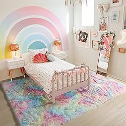 PAGISOFE 4x6 Rainbow Fluffy Soft Plush Area Rugs