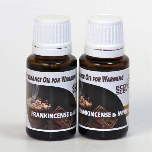 2-Pack. Frankincense &amp; Myrrh Fragrance Oil for Warming from EcoScents (15 mL each). Highly concentrated for intense fragrance, ready to use - no wax or water carrier needed.