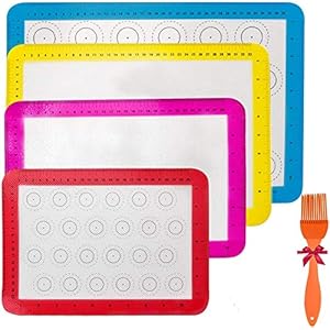 FOLAI 4pieces Silicone Baking Mats, Non-Slip Washable Reusable Baking Tray, Heat-Resistant Cooking Bakeware Mat, BPA Fre…