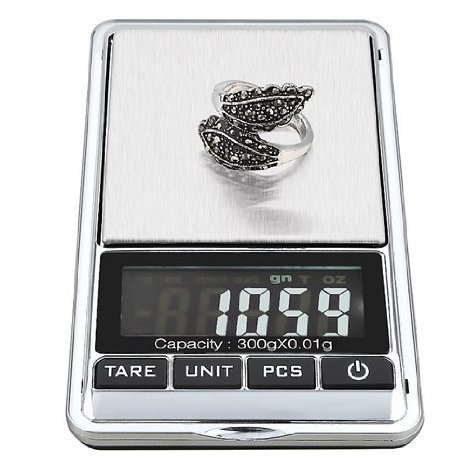 Mini Digital Jewelry Scale,High Precision Pocket Grams Weigh reloading Scale 300g/0.01g with LCD Blacklight for General Laboratory, Commercial, and Educational use - Thumbnail 3