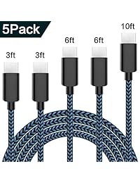 Cable USB tipo C (3 3 6 6 10 pies) de nailon trenzado USB C cable de carga rápida compatible con Samsung Galaxy S9 S8 Note 9 Note 8 Plus