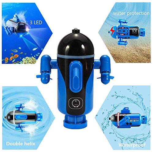 Womdee RC Submarine Mini Submarine Remote Control Toy, Model Ship Electronic Waterproof Underwater Submersible, Remote Range Control Submarine Put It in The Pool Tub Worked Fine