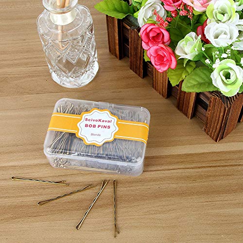 ScivoKaval-Bobby-Pins-Bulk-Champagne-Gold-for-Blonde-100-Count-Hair-Bob-Pins-Bulk-in-a-Case-Box-Tub