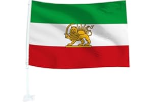 Small Iran Car Flag Polyester Iran Flag Banner with Pole Iran Car Window Flags Former Iranian Small Flags