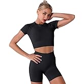 IMEKIS Women's Yoga Outfit Seamless Workout Set High Waist Exercise Shorts Pants with Sport Crop Top Bra 2PCS Gym Tracksuits