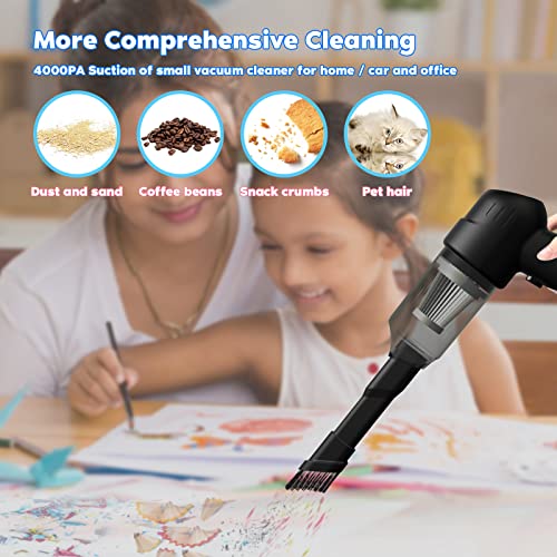 Zouppic Mini Car Vacuum Cordless Cleaner - Portable, Rechargeable, Wireless Handheld Vacuum for Keyboard, Auto Car, Table, Computer, Desktop, Pet Hair Cleaning, Black