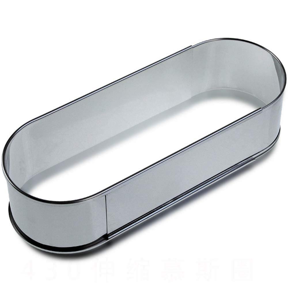 TAMUME Stainless Steel Oval-Shape Adjustable Cake Ring with Sizable Length 26-38cm
