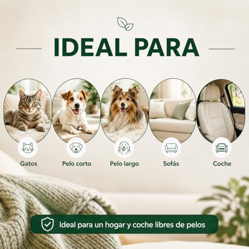 6 in 1 Reusable Pet Hair Remover Roller – Hair Remover for Dogs and Cats – for Sofas, Clothes and Cars – Ideal for Daily Cleaning and Travel – Washable Dustproof Brush Without Refills