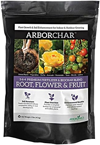 ARBORChar Root, Flower and Fruit Fertilizer and Biochar Blend, 3-6-4 (1 Pound)