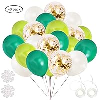 ETLEE Green and Gold Confetti Balloons Set, 40 Pack 12 Inch Latex Balloon for Birthday Wedding Engagement Baby Shower Bridal Shower Party Decorations Supplies