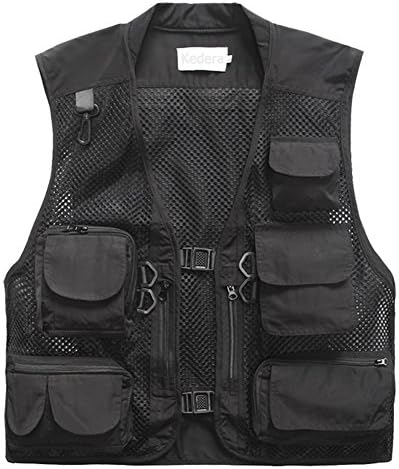 Kedera Men's Mesh Breathable Openwork Fishing Vest Photography Work Multi Pockets Outdoors Jacket