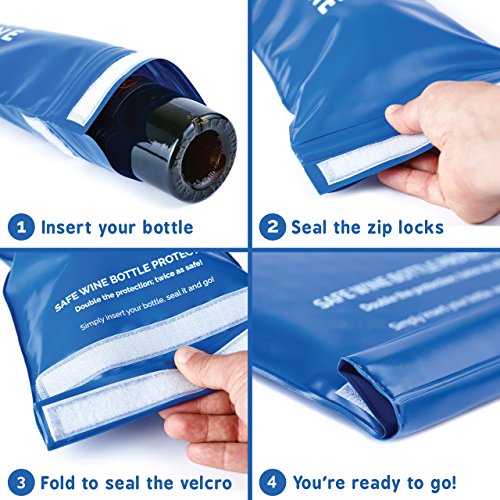 image for Super Safe Wine Bottle Travel Protector Bags (3 PACK) With Corkscrew/B