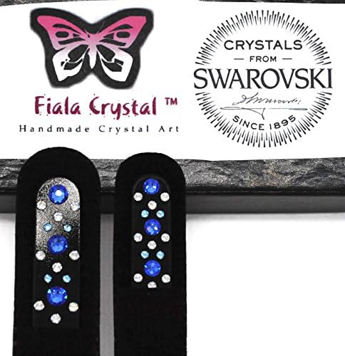 FCNF-09 BLUE STARS FIALA Crystal Glass Nail File Set of (2) Small & Large - Premium Swarovski Crystals Hand Made Life Time Warranty