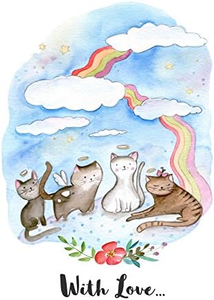 Pet Loss Gifts Card With Rainbow Bridge For Cat Theme Poem Great Loss of Pet Gifts and Sympathy Cards for Loss of Pets (4 Packs)