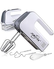 JEMOTEK Hand Mixer, 400W Hand Mixer Electric 5-Speed Handheld Mixer with Storage Case and 5 Stainless Steel Attachments, Lightweight Kitchen Mixer for Mixing Cookies, Cakes and Dough Batters