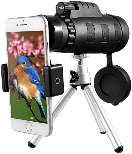 Esolom Compact Monocular Telescope for Adults 8-24×30 High Power Monocular with Holder & Tripod for Smartphone IP5 Waterproof Monocular with FMC BAK4 Prism 30mm Lens Dual Focus for Watching (40mm)