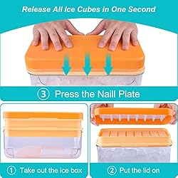 Burfocus Ice Cube Tray for Freezer With Lid and Bin