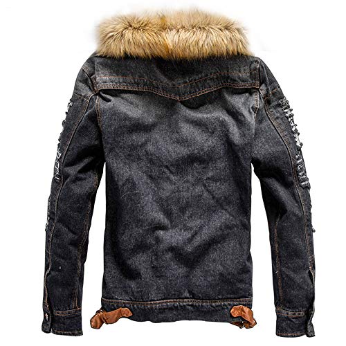 Clearance!Men's Winter Thicken Coat Faux Fur Lined Quilted Jacket with Fur Collar