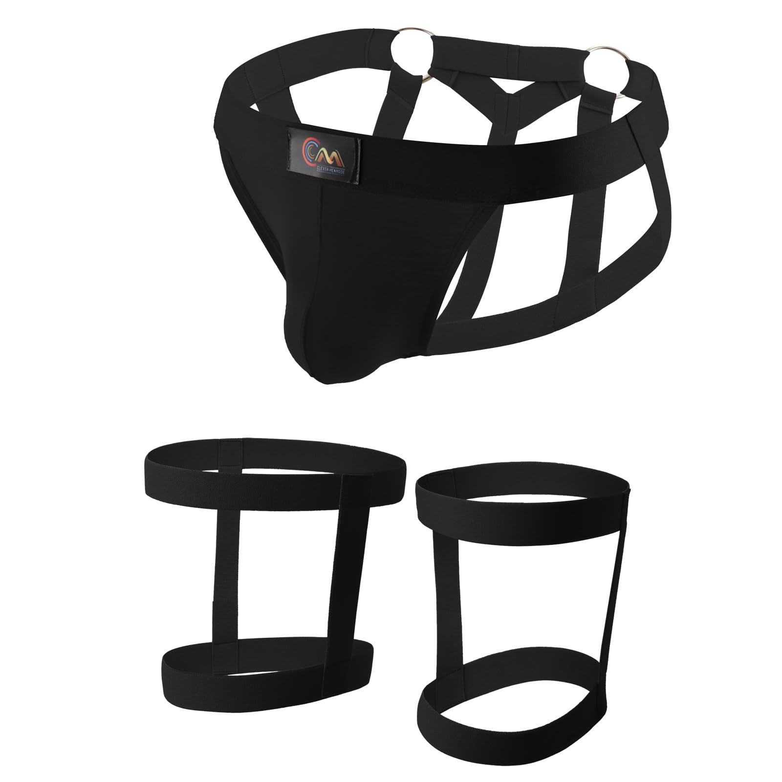 Photo 1 of Evankin Men's Underwear Set Hollow out Brief Sexy Low Rise Jockstrap Underpants Athletic Supporter Leg Strap Thong Lingeire?Black-L?