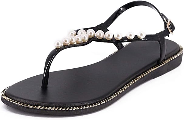 pearl t strap sandals
