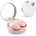 XLSFPY Rose Gold Contact Lens Case, Travel Contact Case Cute Lens Holder Kit with Mirror Tweezers Remover Tool