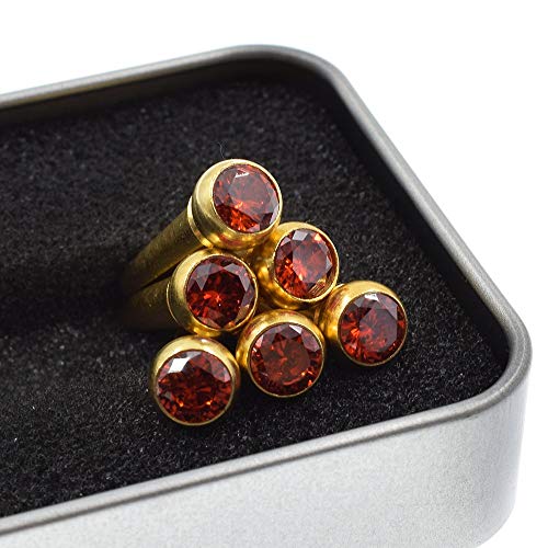 Vencetmat String Acoustic Guitar Copper Bridge With Crystal 6pcs Guitar Bridge Pins (6 Pcs, Hot Red)
