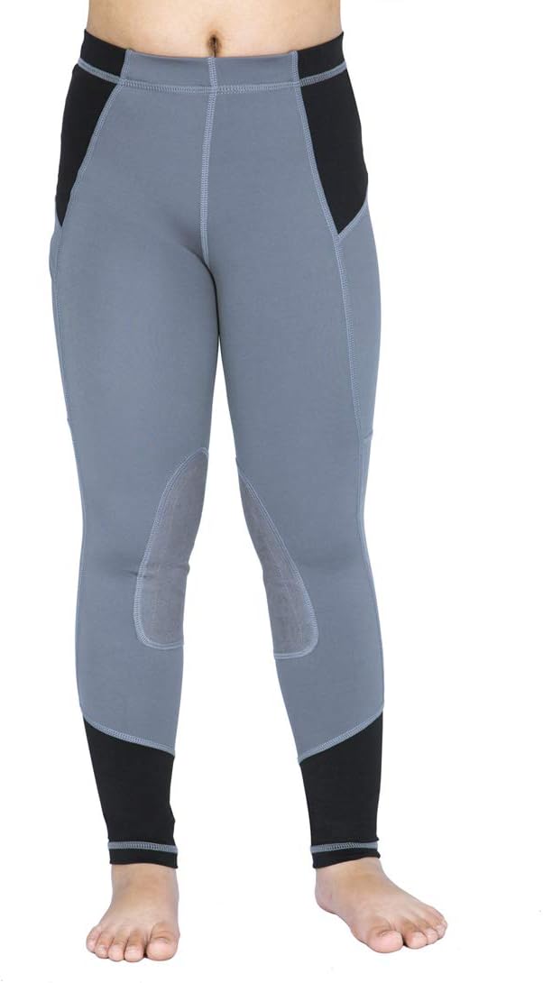 Kid's Performance Horse Riding Tights Knee Patch Equestrian Pants Schooling Riding Breeches with Pocket