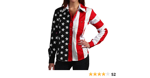 Woven Long Sleeve American Flag Women's 