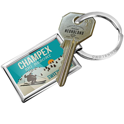 NEONBLOND Keychain Champex Ski Resort - Switzerland Ski Resort