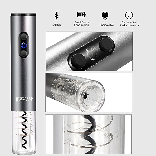 image for JDWAY Wine Opener Gift Set Battery Operated Corkscrew, Foil Cutter, Va