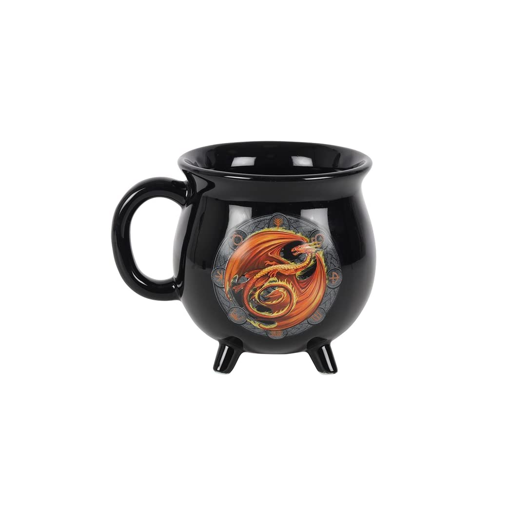 Mystical Dragon Heat-Reactive Mug - 10cm x 10cm (1 Pc.) - Magic Color-Changing Cauldron Design with Illuminating Wiccan Sabbat Symbols - Perfect Gift