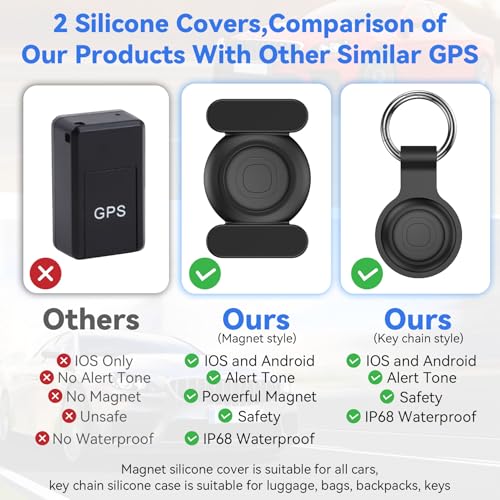 GPS Tracker for Cars, 2 Pack Air Tracker Android and iOS, Magnetic GPS for Cars, IP68 Waterproof Car Locator Global Coverage Real Time Tracking Vehicle/Motorcycle, Without SIM without Subscription