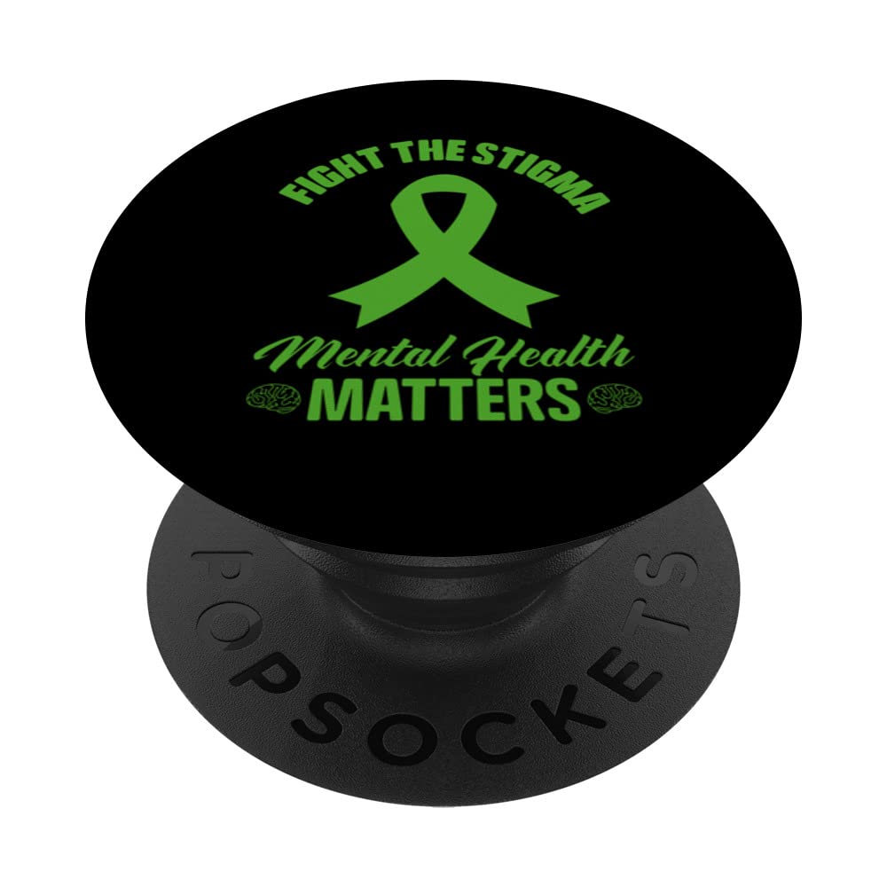Green Ribbon Fight The Stigma Mental Health Awareness PopSockets Swappable PopGrip