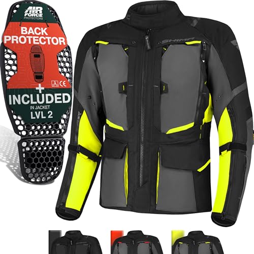 SHIMA HERO 2.0 Motorbike Jacket for Men All Season Adventure Cordura Mens Touring Jacket with Waterproof Membrane Heating Layer CE Armor Pads Width Adjustment (Fluo, S)