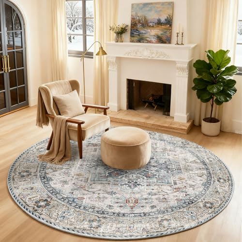 4x4 Washable Rugs for Living Room: Bedroom Rug Stain Resistant Non Slip Low Pile Soft Small Area Rugs for Bedroom Entryway Kitchen Living Room Bedside Office Dorm Kids Room Entrance