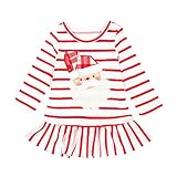 Girls Tops,Haoricu 2017 Hot Sale Baby Girls Striped Christmas Santa Claus Dress Toddler Kids Outfits Clothes