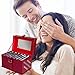 All In One Makeup Kit –  Eyeshadow, Blushes, Powder, Lipstick & More –  Highly Fashionable Red Leather Look Train Case 6” (Diagonal) Application Mirror –  Good for Beginners & Makeup Lovers